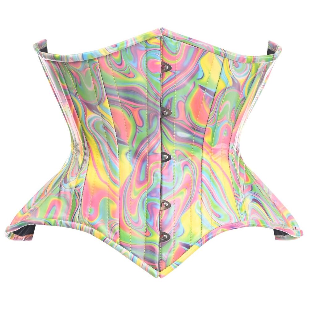 4273 Daisy Top Drawer Retro Swirl Steel Boned Curvy Cut Underbust Cincher